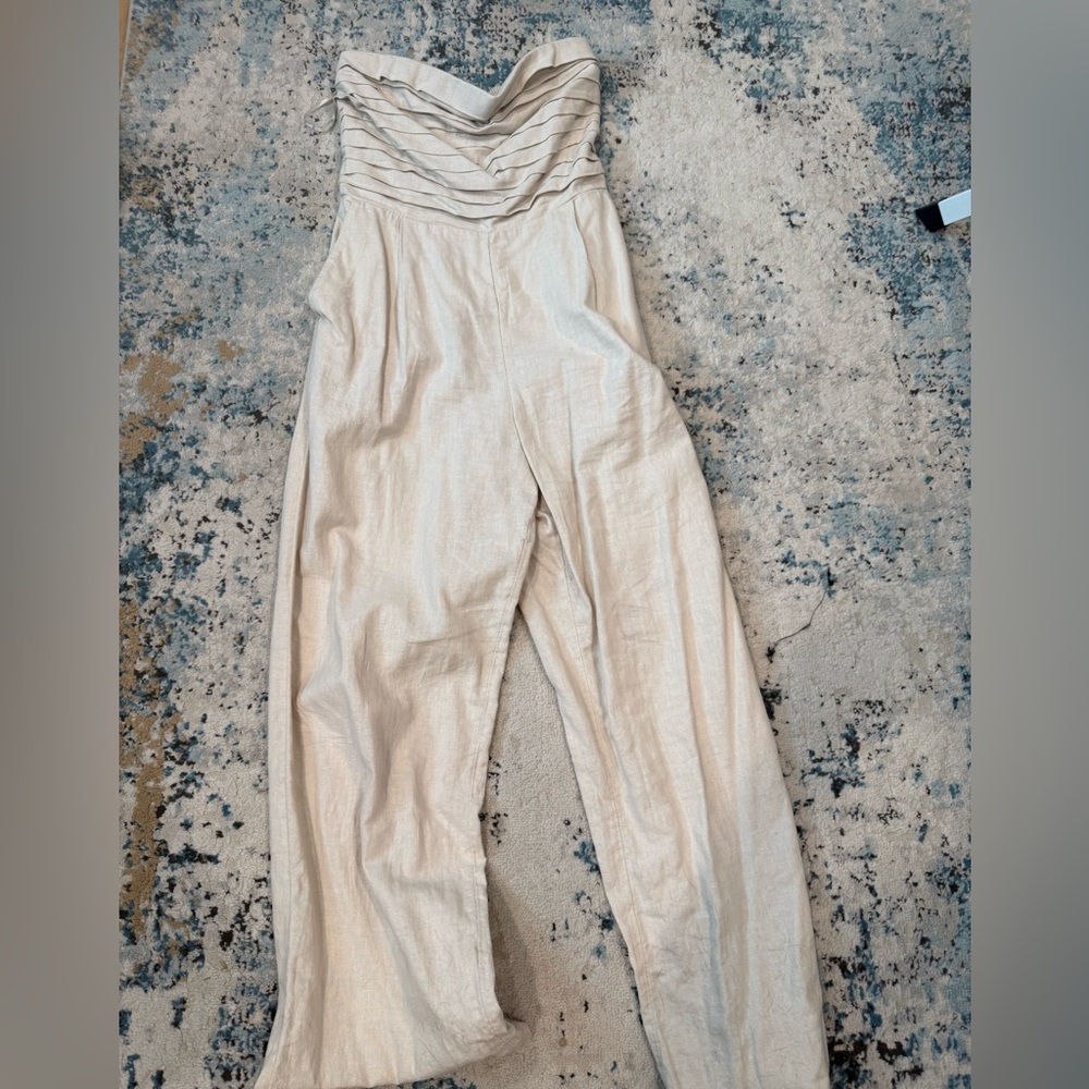 Abercrombie & Fitch Cream Wide Leg Jumpsuit